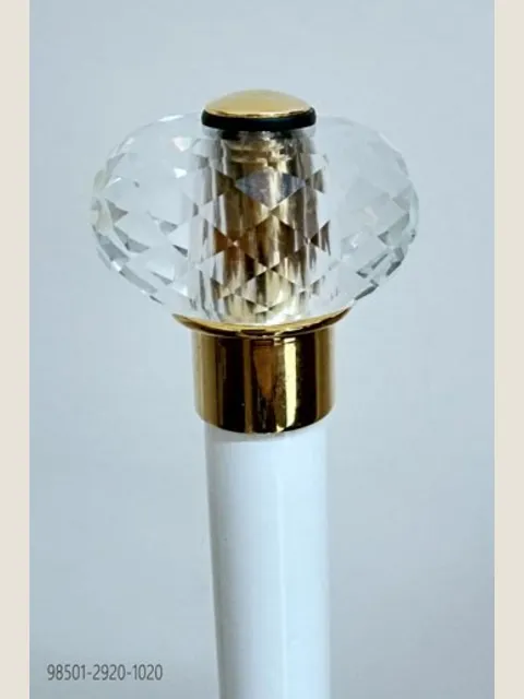 White cane with crystal sphere knob