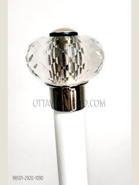 White cane with crystal sphere knob