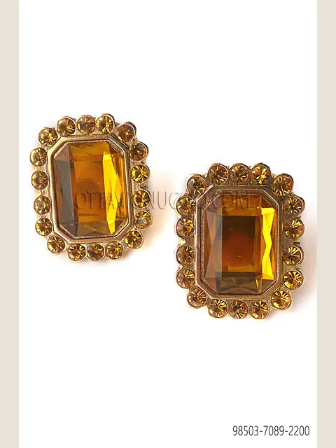 Rectangular nickel cufflinks with topaz stone
