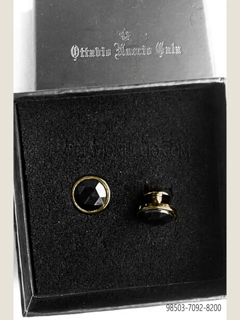 Black Stone Round Cufflinks