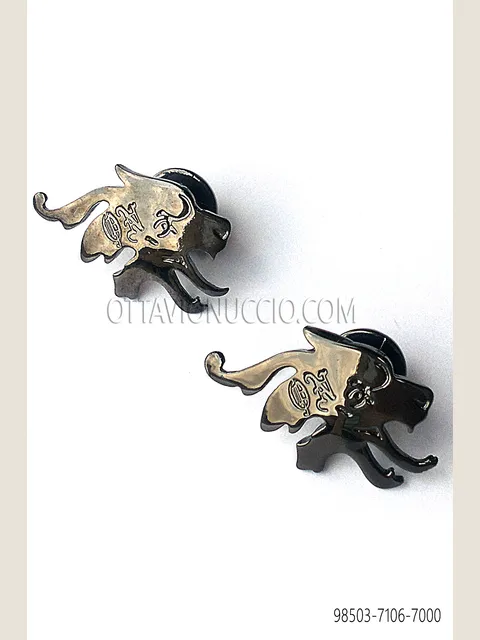 Gunmetal grey cufflinks in dragon shape