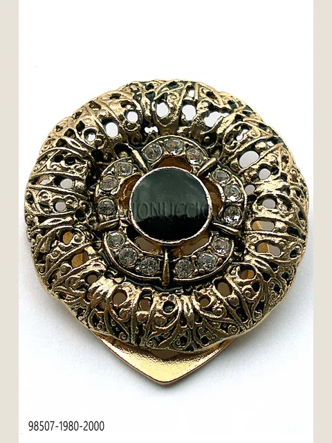 Gold knot holder with black enamel centre