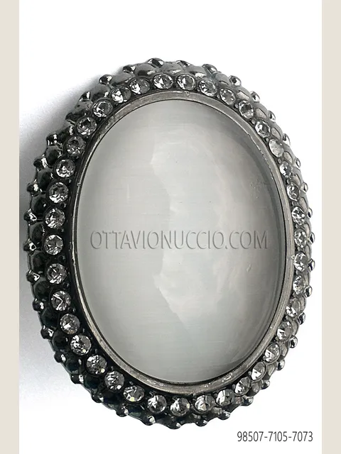 Knot holder with grey cameo and crystal rhinestones