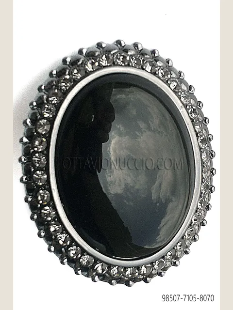 Knot holder with black cameo and smoky rhinestones