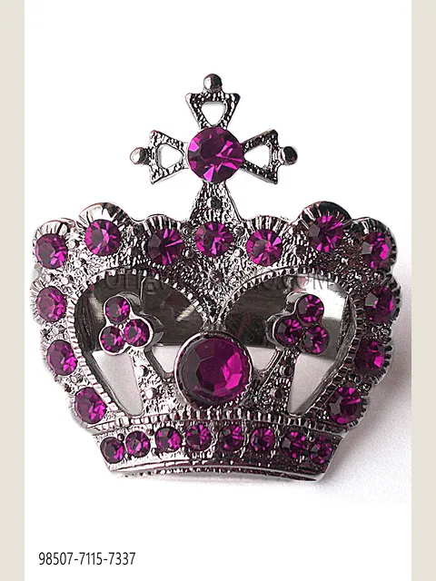 Crown knot holder in nickel with wisteria rhinestones