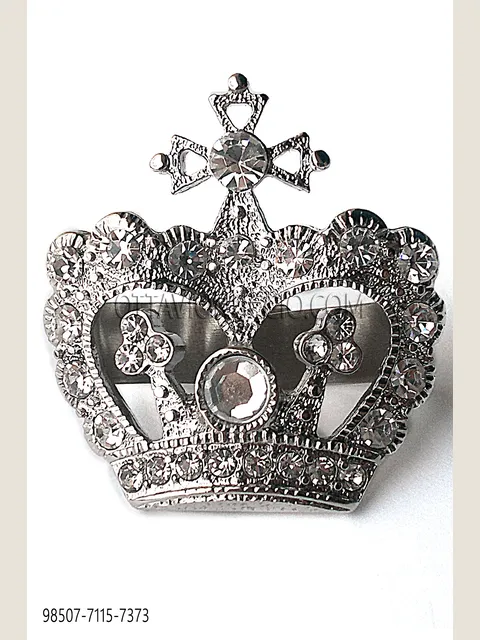 Crown knot holder in nickel with crystal rhinestones