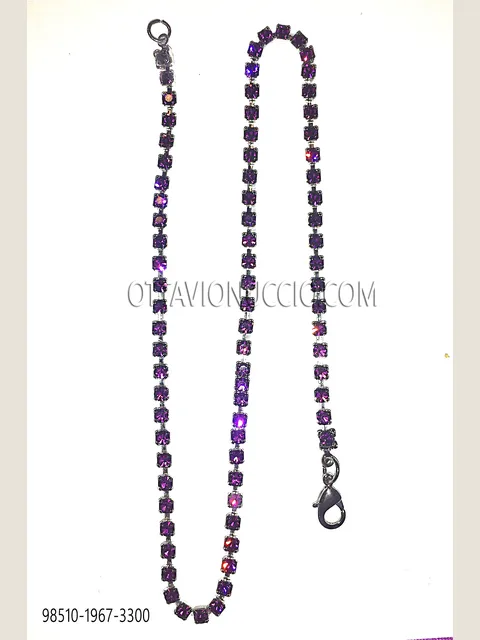 Nickel chain with purple rhinestones