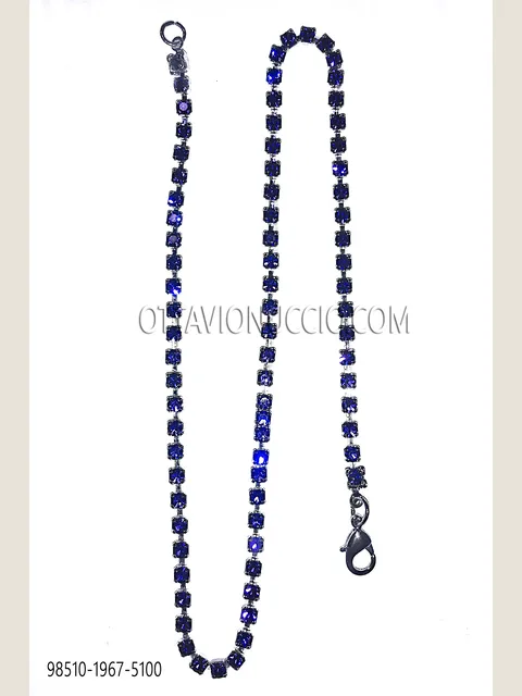Nickel chain with sapphire blue rhinestones