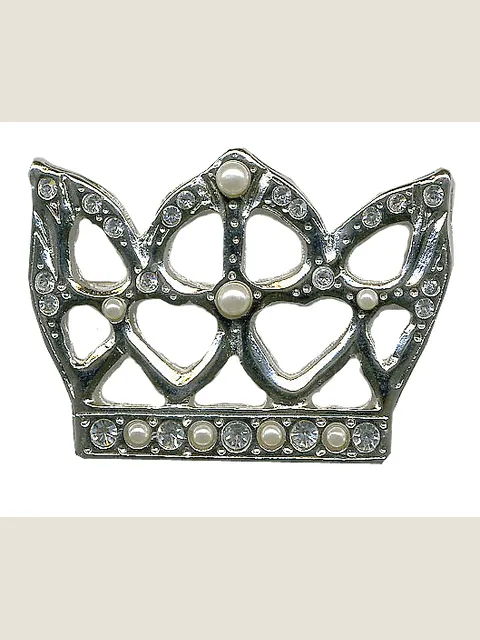 Crown-shaped brooch with nickel finish