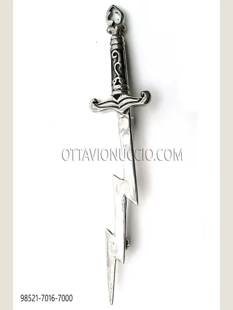 Smoky silver-plated sword brooch