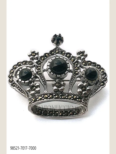 Silver-Plated Crown Brooch