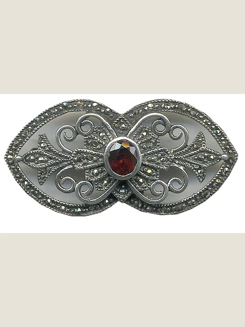 Silver-plated brooch, oval shape