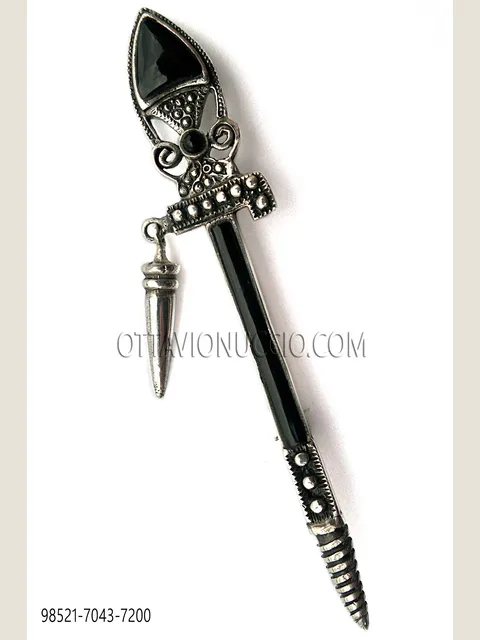 Silver-Plated Sword Brooch