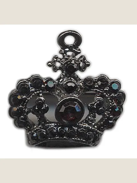 Small crown-shaped brooch with black stones