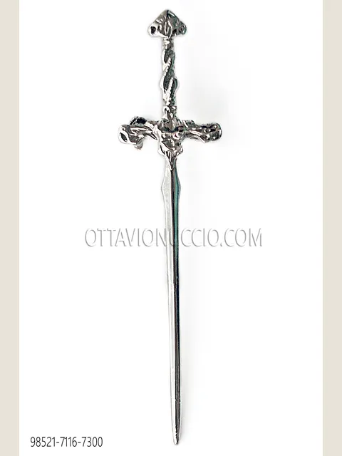 Sword brooch with nickel finish
