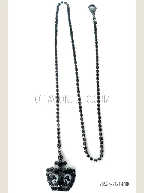 Chain with crown pendant in smoke silver