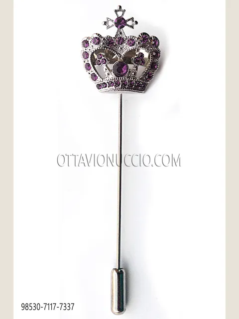 Crown stickpin with purple rhinestones