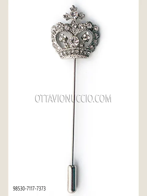 Crown stickpin with crystal rhinestones