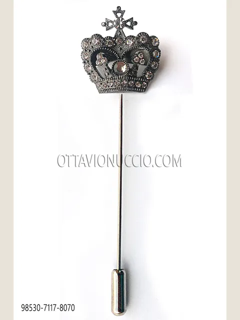 Crown stickpin with smoke rhinestones