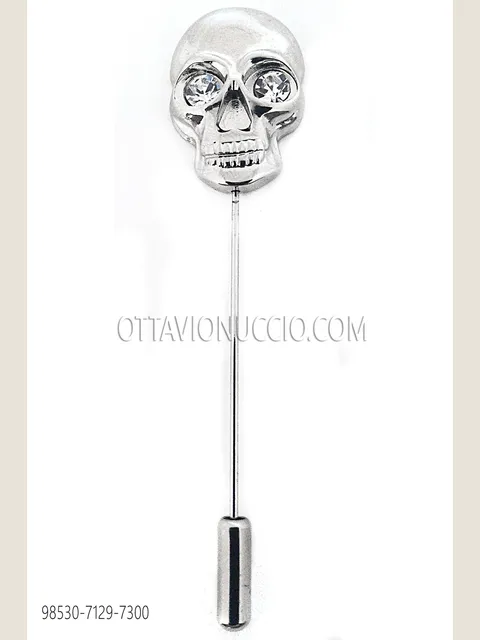 Silver skull stickpin with bones