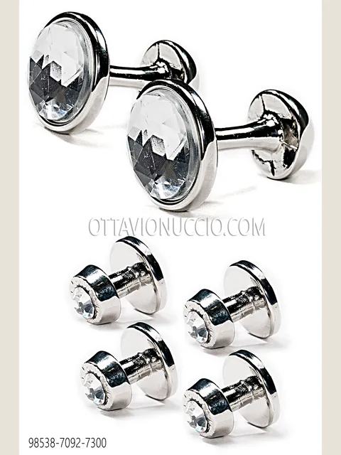 Set of cufflinks and buttons in crystal