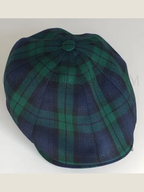 Green tartan flat cap