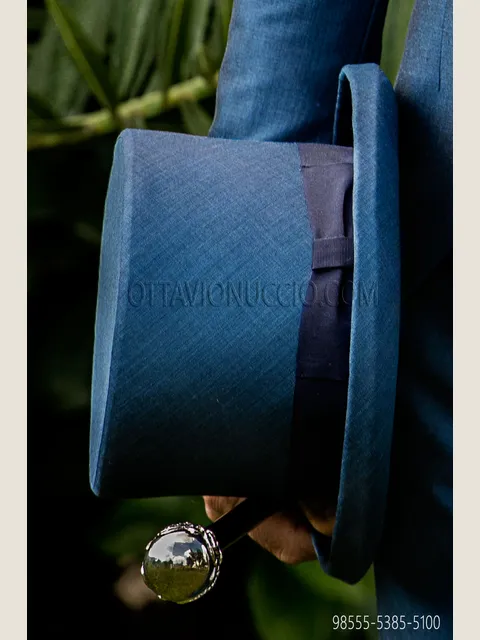 Royal blue wool blend top hat