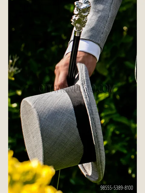 Top hat in Prince of Wales check fabric