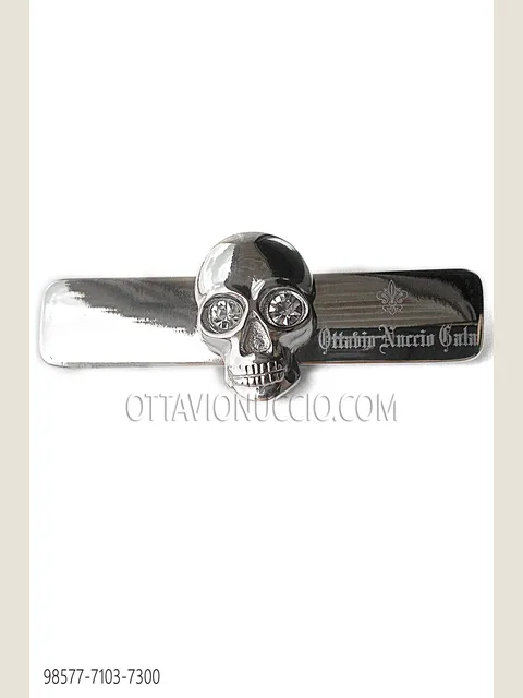 Skull tie clip in nickel