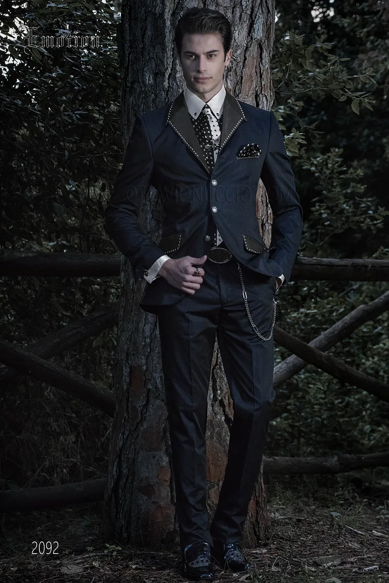 Costume de mariage moderne bleu pour homme hipster 1