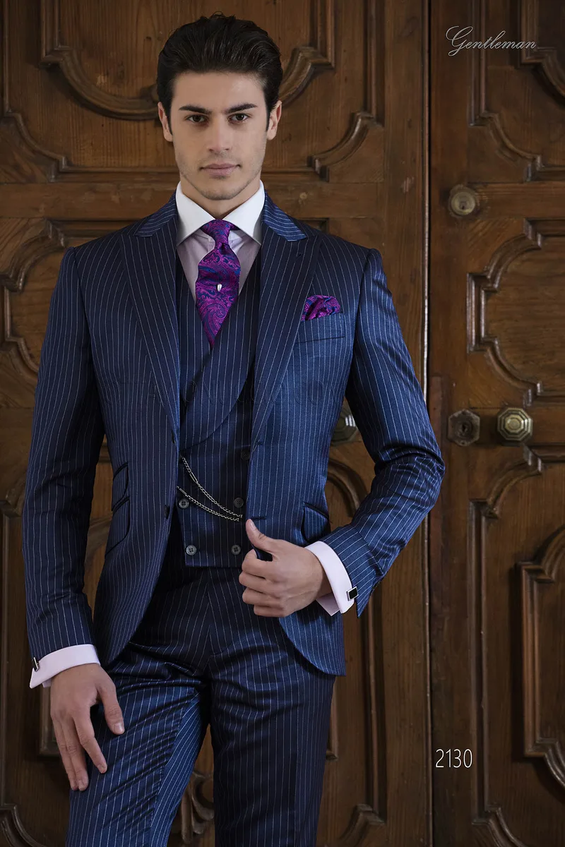 Modischer royalblauer Herren-Festanzug 1