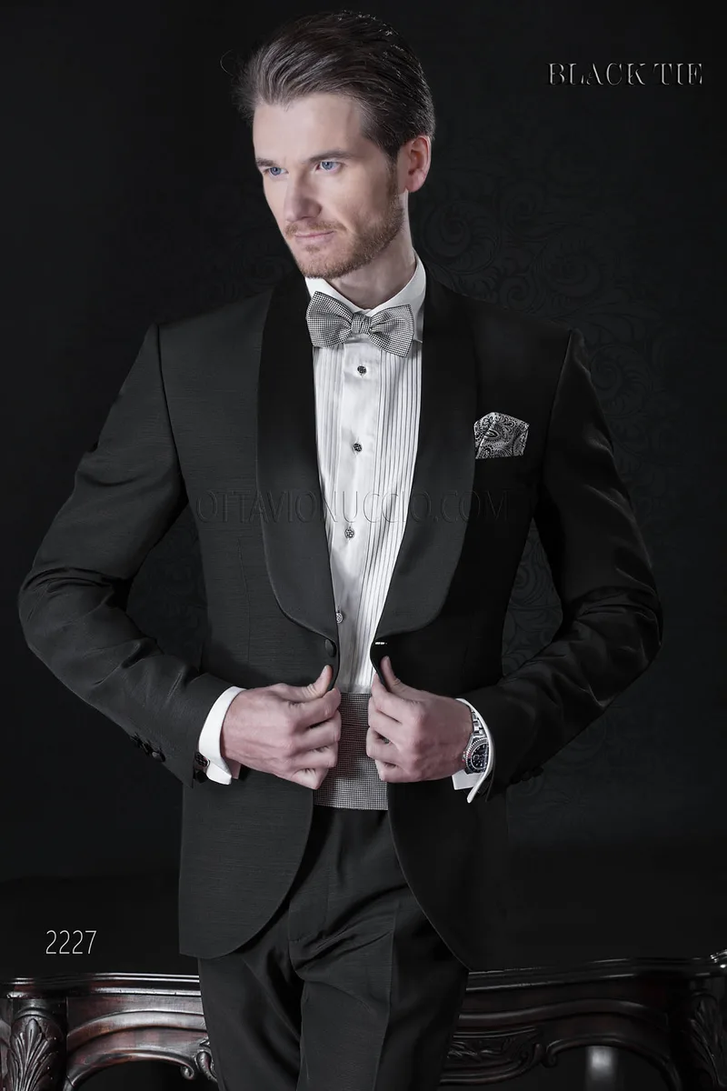 Smoking marié châle noir pour homme | Costume homme élégant 1