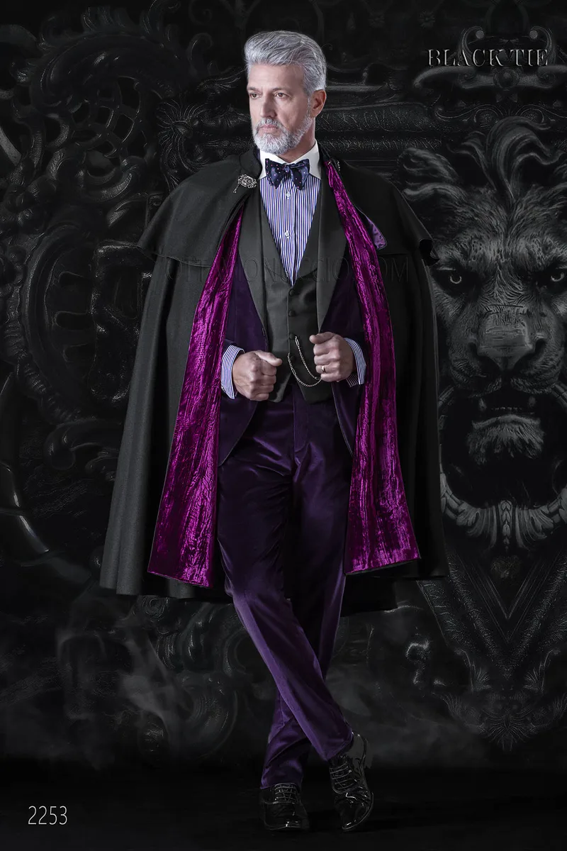 Herren-Smoking aus violettem Samt für luxuriöse Anlässe 2