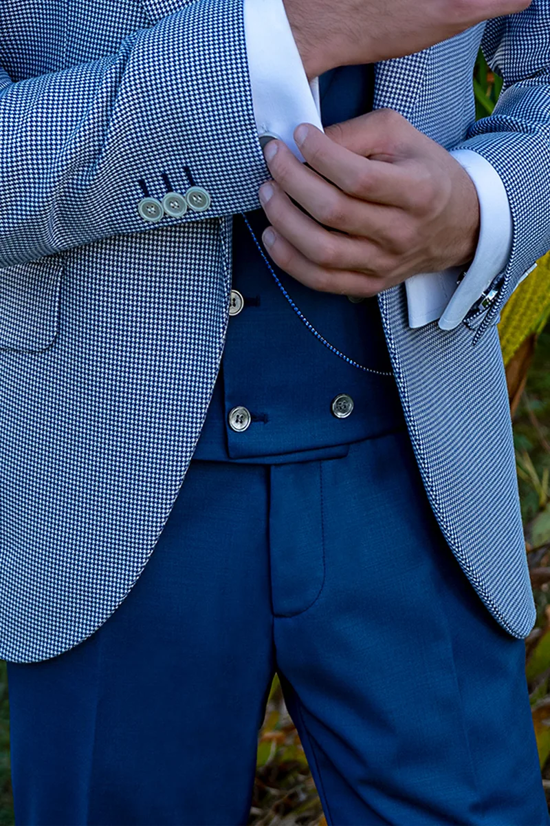Pantalone in misto-lana bluette