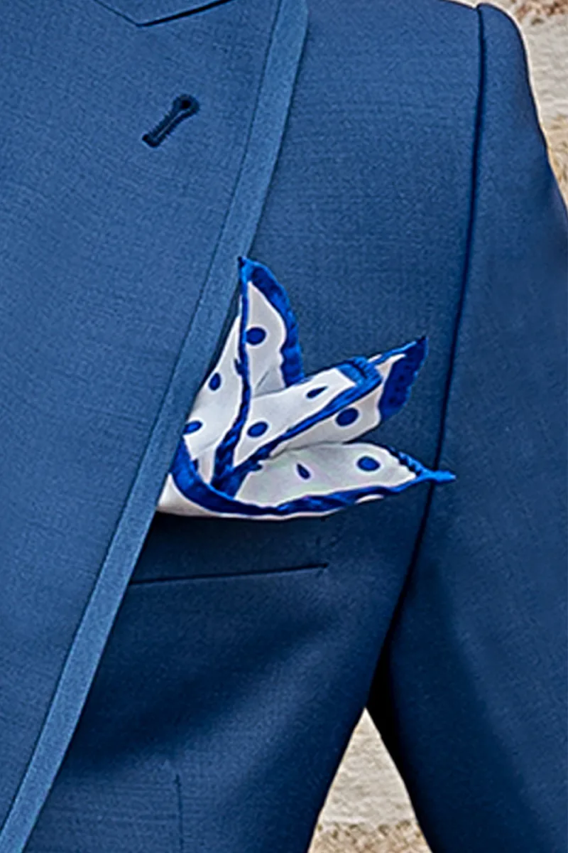 Fazzoletto seta twill con pois blu