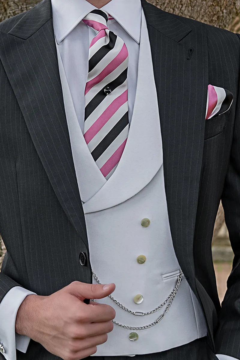 Gilet doppiopetto sciallato bianco fodera contrasto