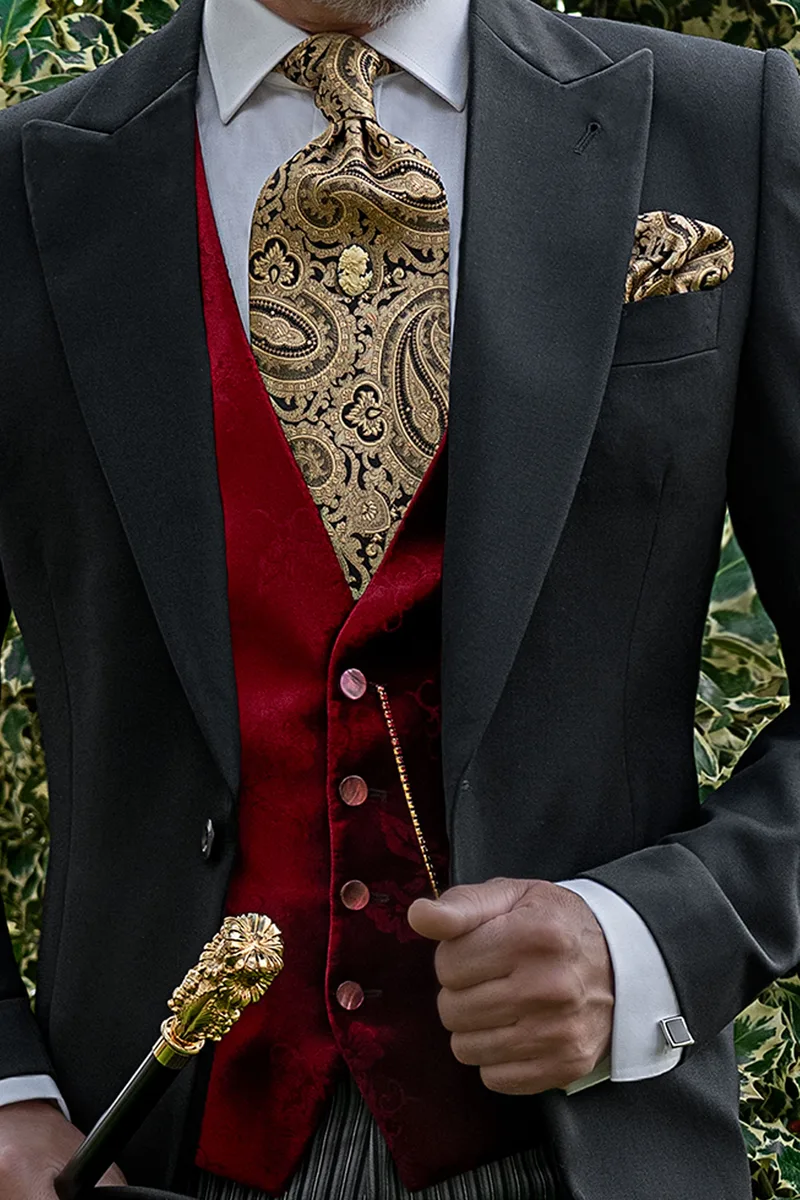 Gilet in velluto floreale rosso