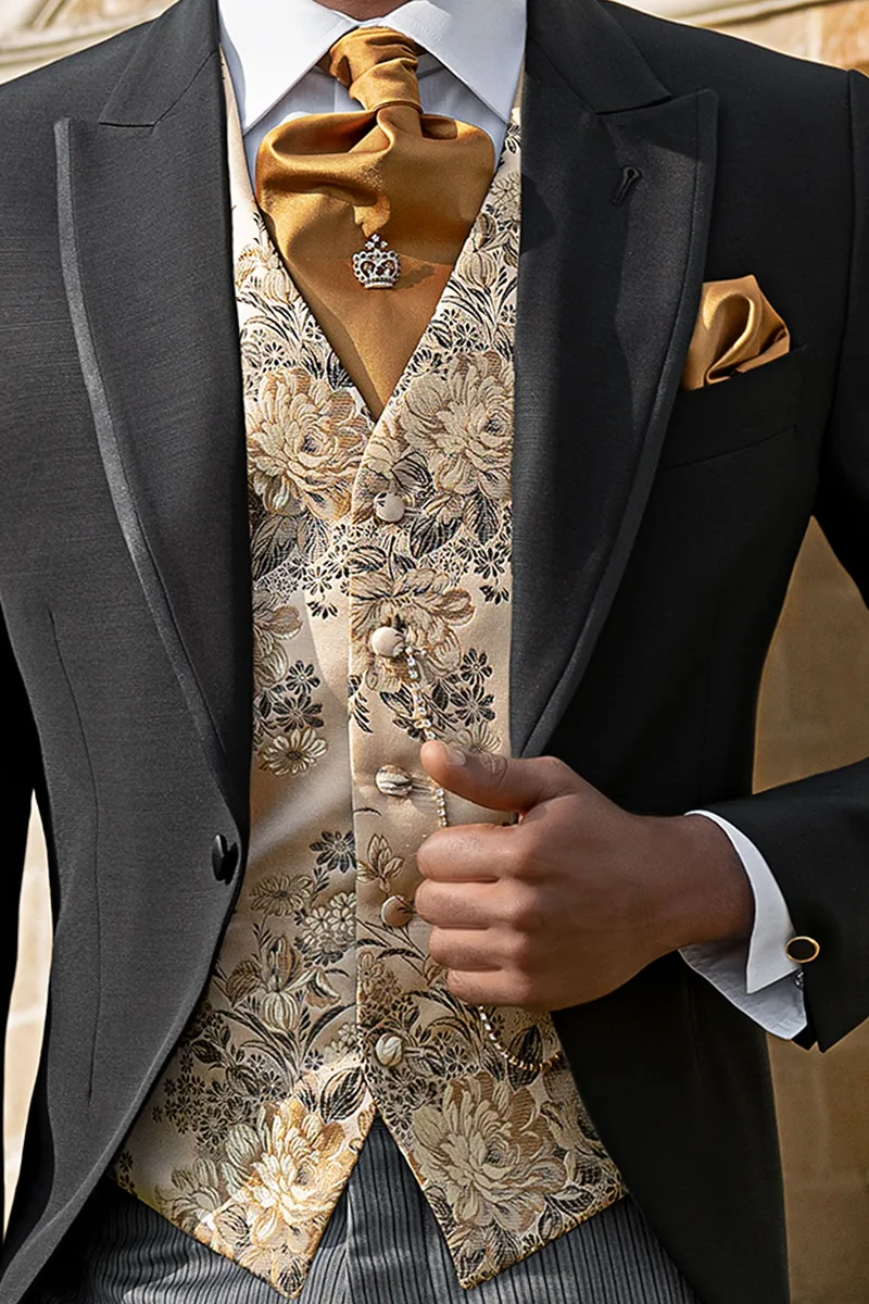Gilet in misto viscosa jacquard oro