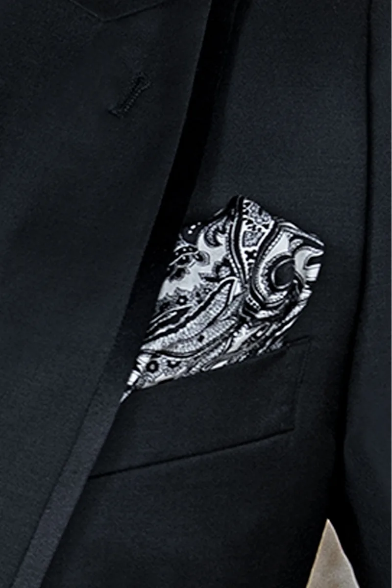 Fazzoletto seta twill stampa cachemire nera