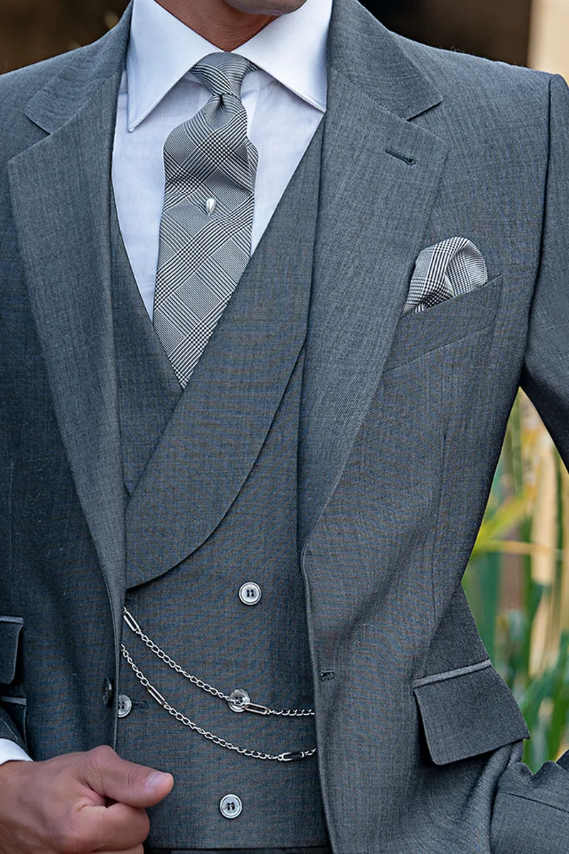 Gilet doppiopetto misto lana mohair grigio