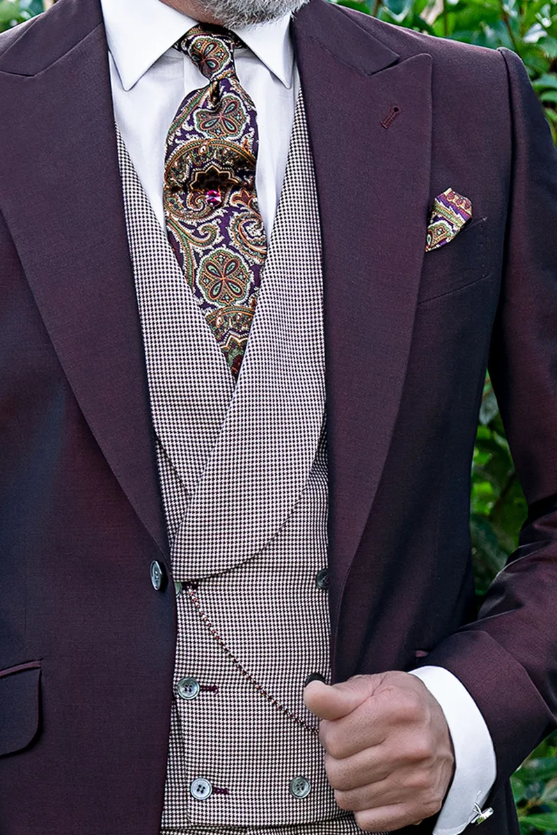 Gilet doppiopetto sciallato bordeaux