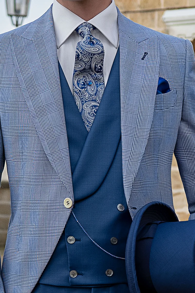 Gilet doppiopetto sciallato blu royal
