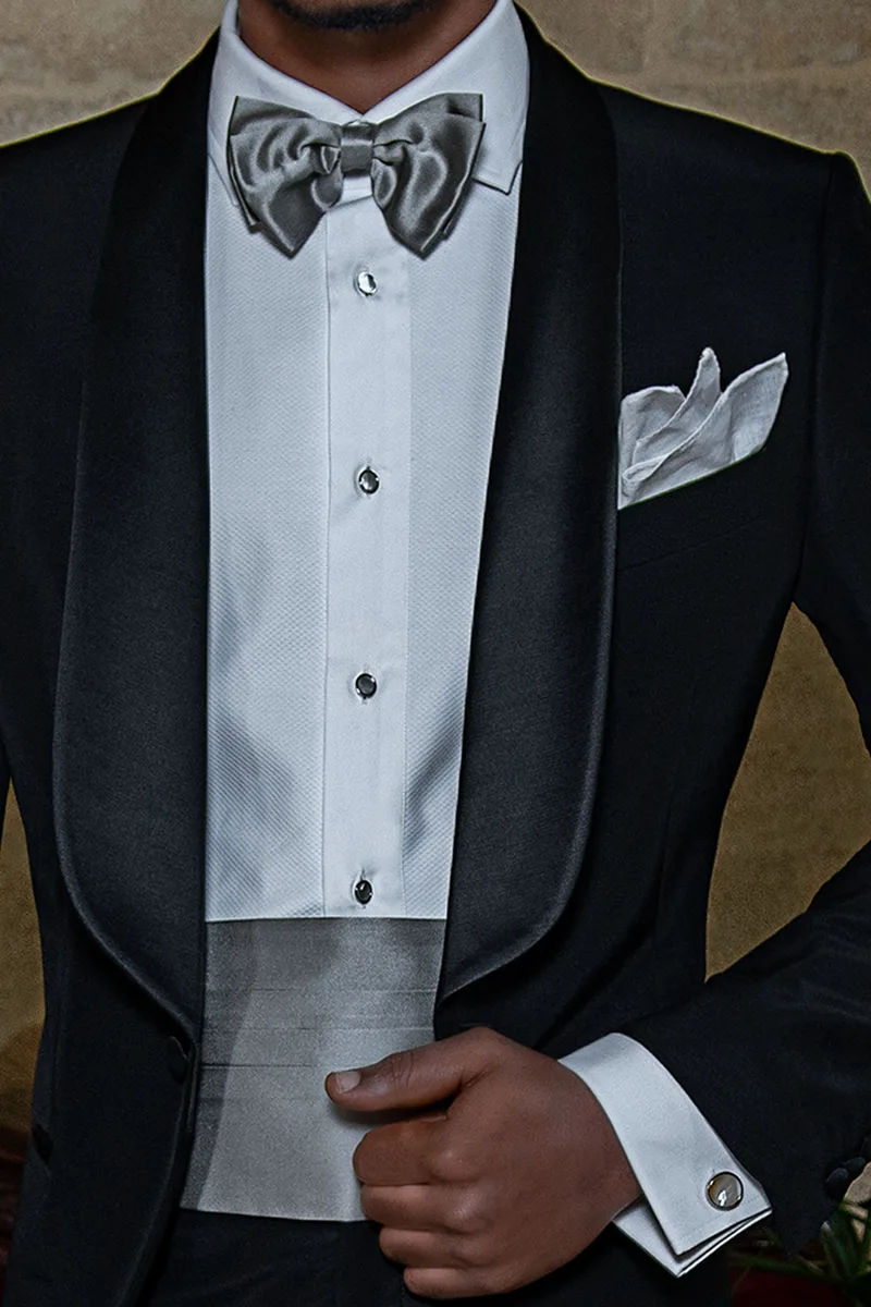Camicia Tuxedo bianca in cotone con pettorina in piqué