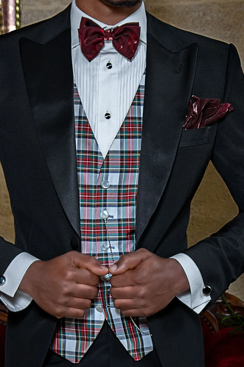 Gilet in pura seta tartan grigio