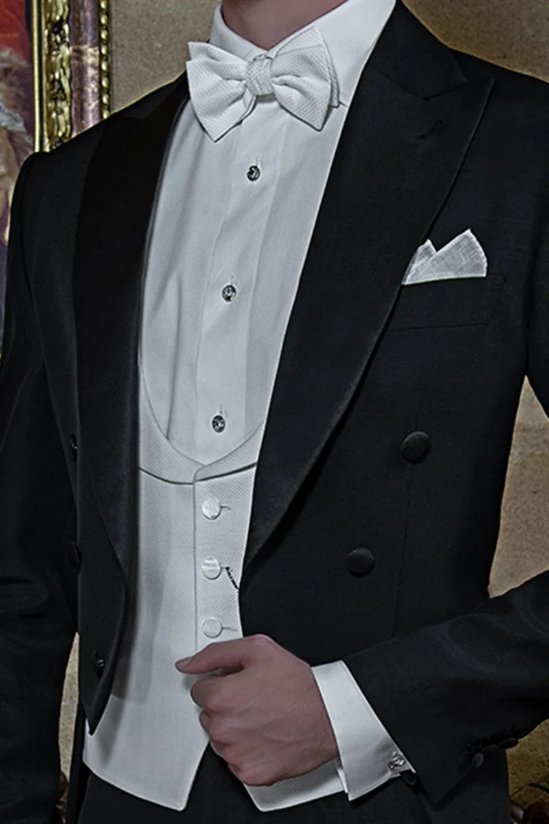 Gilet sciallato in cotone piquet avorio