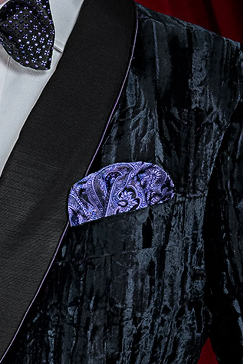 Fazzoletto seta cachemire nero e viola