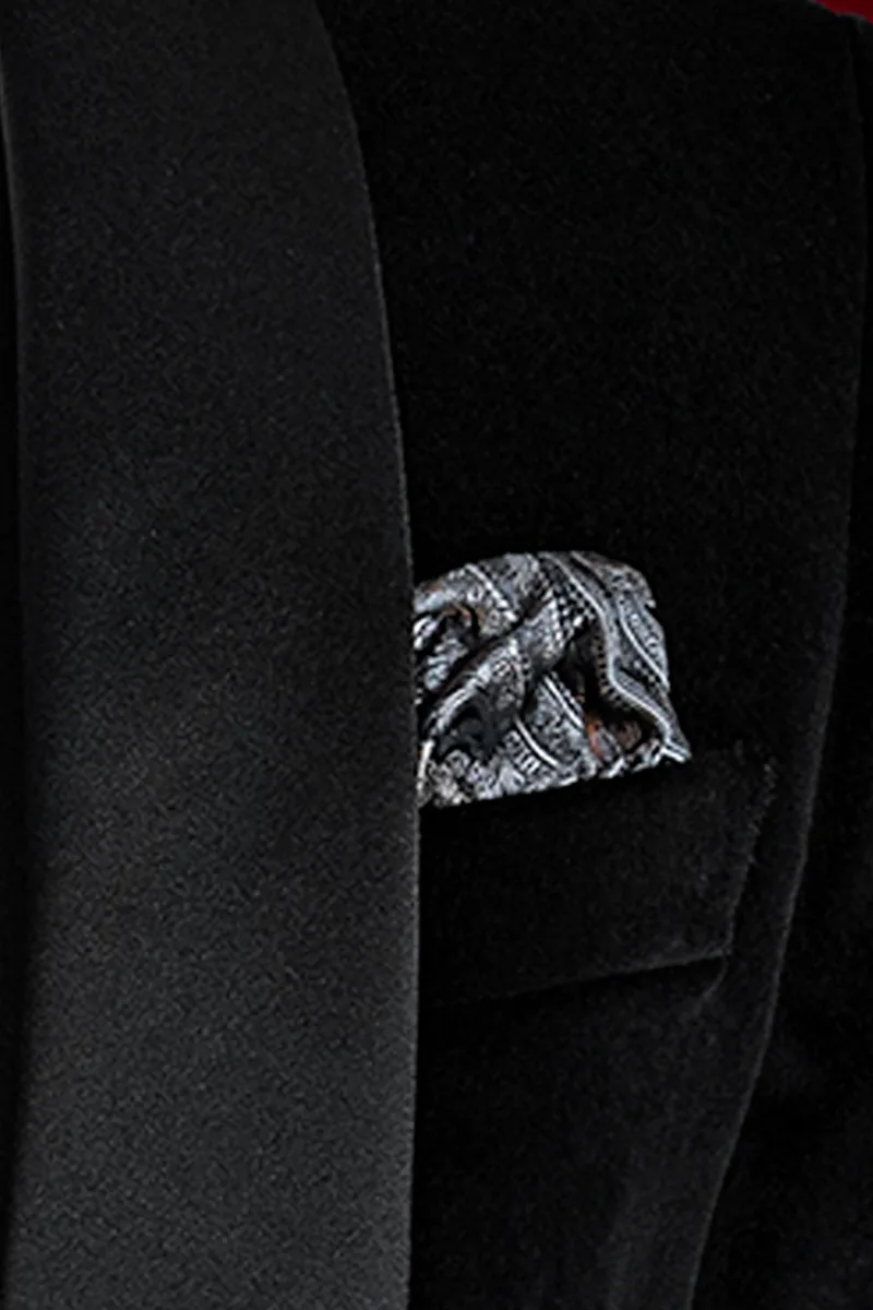Fazzoletto seta cachemire nero e grigio