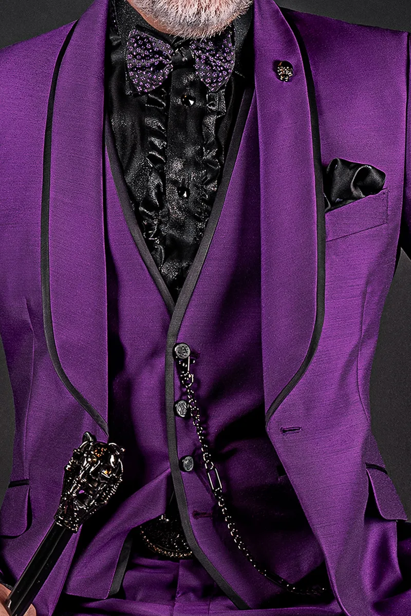 Gilet 4 bottoni in misto lana viola