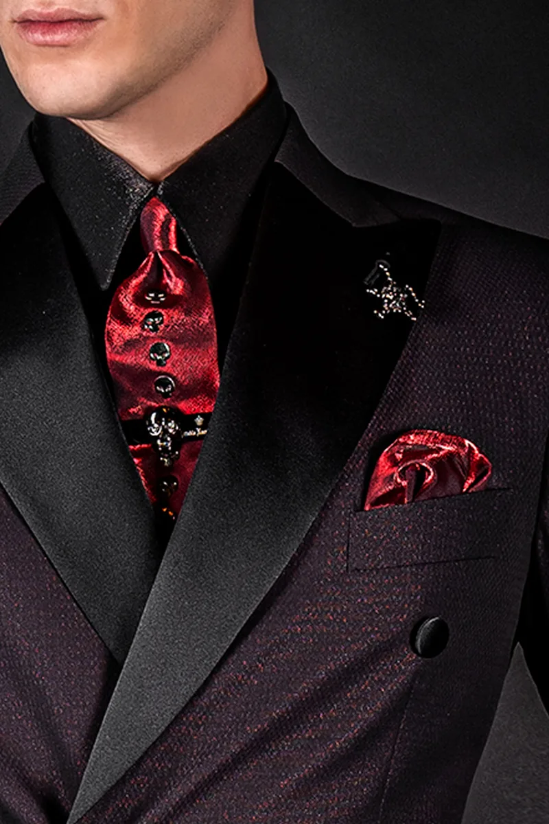 Men's double-breasted burgundy alternative formal suit 2