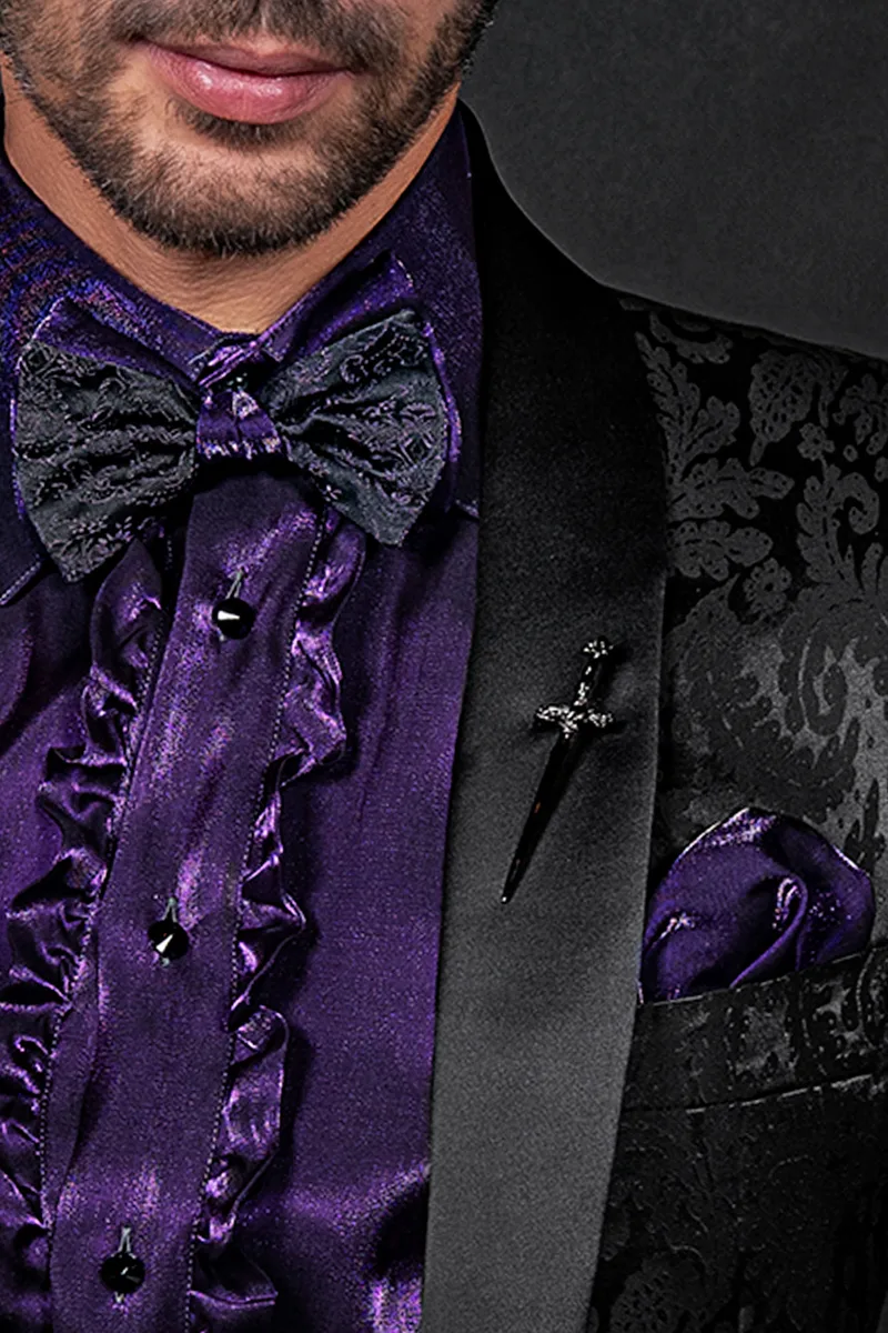Papillon e Fazzoletto damascato prugna